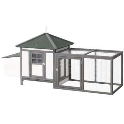 77-inch wooden chicken coop with nesting box and ramp run, main product photo