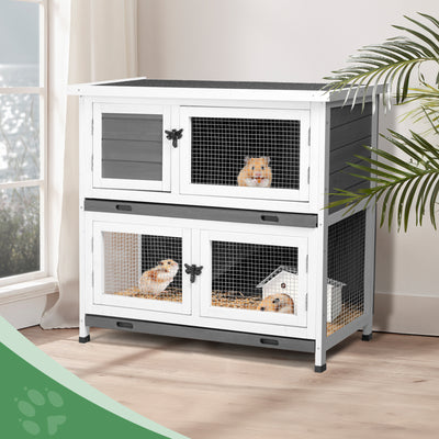 Mile High Life 2-story cedar chicken and rabbit hutch with pull-out tray — view 13
