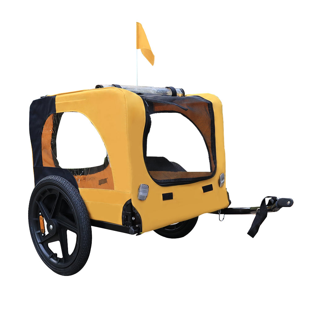 Foldable heavy-duty outdoor pet stroller for dogs and cats, yellow, main product photo