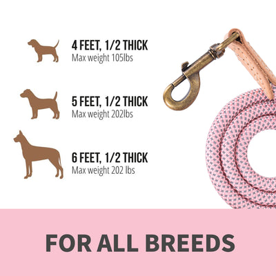 Mile High Life chew-proof climbing rope dog leash with reflective strands and leather tip — view 3