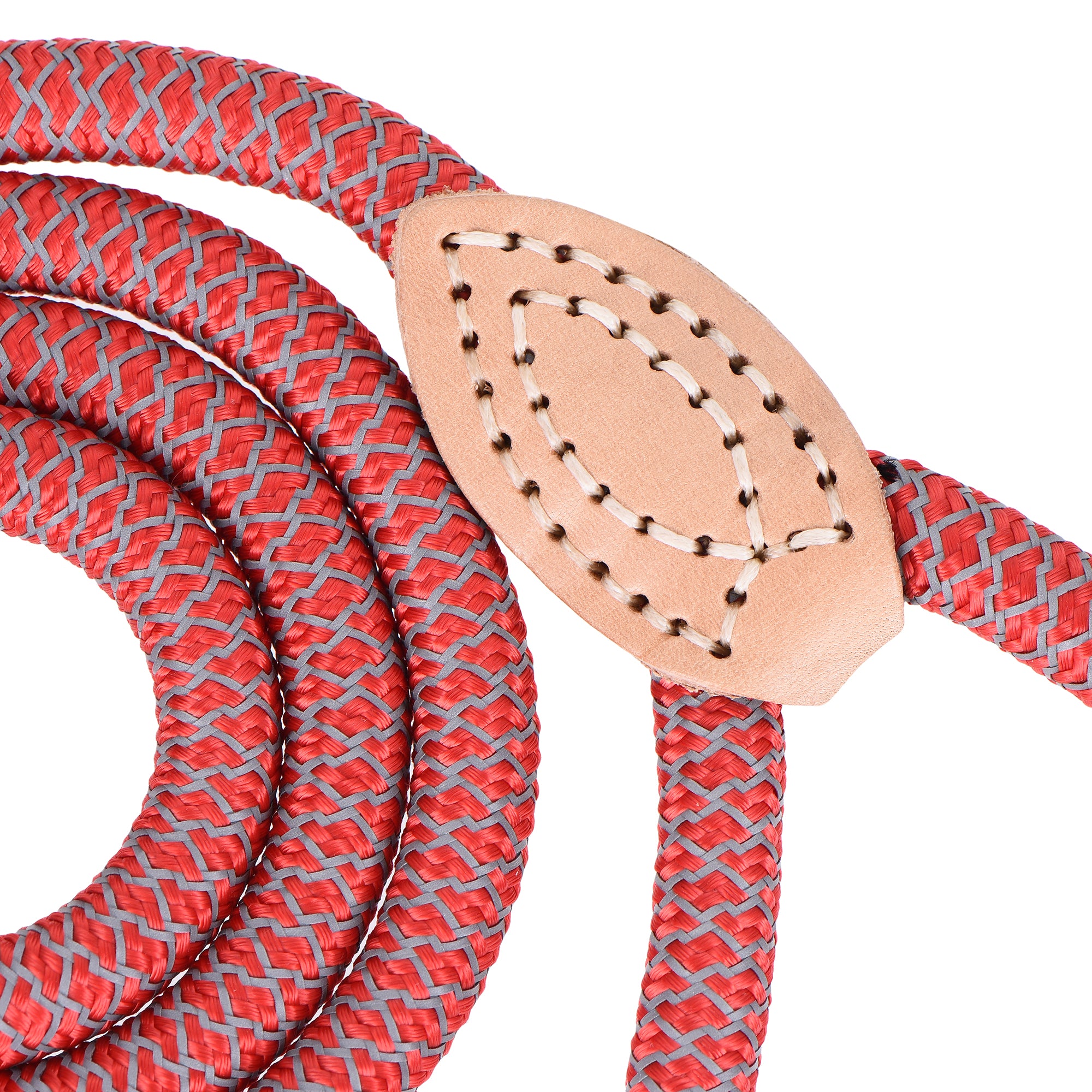 Mile High Life chew-proof climbing rope dog leash with reflective strands and leather tip — view 19