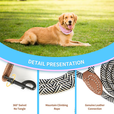 Mile High Life mountain climbing rope dog leash with leather connection — view 5