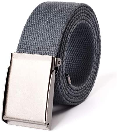 Mile High Life canvas web belt with flip-top matte silver nickel buckle — view 27