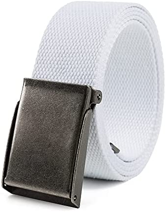 Mile High Life canvas web belt with flip-top matte silver nickel buckle — view 20