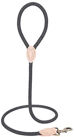 Mile High Life chew-proof climbing rope dog leash with reflective strands and leather tip — view 10