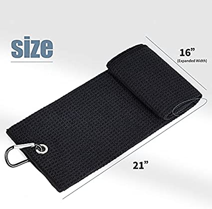 Mile High Life tri-fold microfiber golf towel with groove brush and retractable bag clip — view 3
