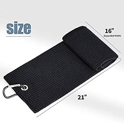 Mile High Life tri-fold microfiber golf towel with groove brush and retractable bag clip — view 3