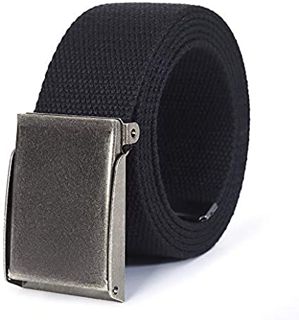 Mile High Life canvas web belt with flip-top matte silver nickel buckle — view 8