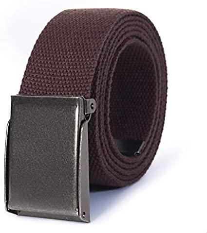Mile High Life canvas web belt with flip-top matte silver nickel buckle — view 24