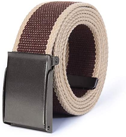 Mile High Life canvas web belt with flip-top matte silver nickel buckle — view 28