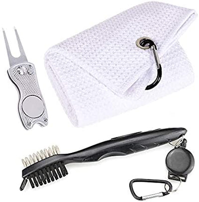 Mile High Life golf accessory set — microfiber waffle towel, brush, and foldable divot tool — view 29