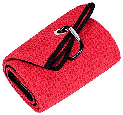 Mile High Life tri-fold premium microfiber waffle golf towel with carabiner — view 16