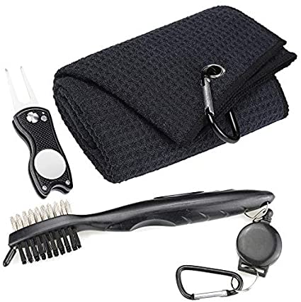 Mile High Life golf accessory set — microfiber waffle towel, brush, and foldable divot tool — view 8
