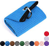 Mile High Life Microfiber Waffle Pattern Golf Towel | Club Groove Cleaner Brush | Foldable Divot Tool with Magnetic Ball Marker
