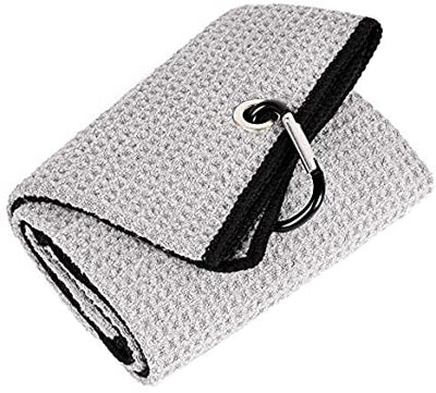 Mile High Life tri-fold premium microfiber waffle golf towel with carabiner — view 11