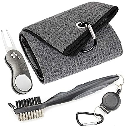 Mile High Life golf accessory set — microfiber waffle towel, brush, and foldable divot tool — view 14
