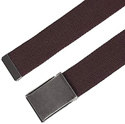 Mile High Life canvas web belt with flip-top matte silver nickel buckle — view 5
