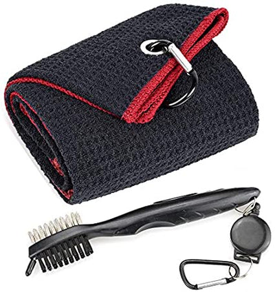 Mile High Life tri-fold microfiber golf towel with groove brush and retractable bag clip — view 26