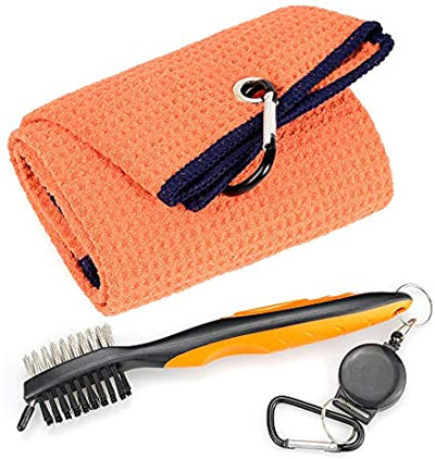 Mile High Life tri-fold microfiber golf towel with groove brush and retractable bag clip — view 30