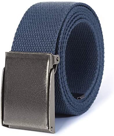 Mile High Life canvas web belt with flip-top matte silver nickel buckle — view 17
