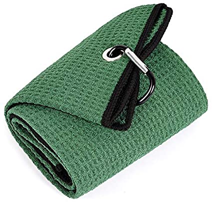 Mile High Life tri-fold premium microfiber waffle golf towel with carabiner — view 12