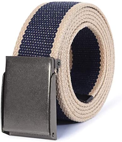 Mile High Life canvas web belt with flip-top matte silver nickel buckle — view 13