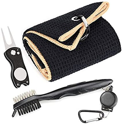 Mile High Life golf accessory set — microfiber waffle towel, brush, and foldable divot tool — view 7