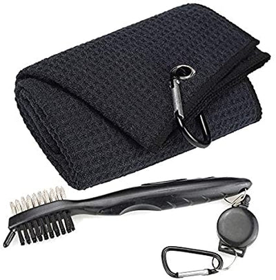 Mile High Life tri-fold microfiber golf towel with groove brush and retractable bag clip — view 13