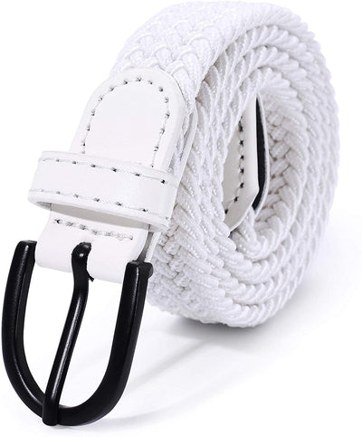 Young Boys Girls | Braided Stretch Elastic Belt | Pin Prong Buckle | Loop End Tip | 1" width | 5 Sizes 5 Colors