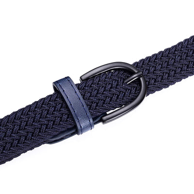 Young Boys Girls | Braided Stretch Elastic Belt | Pin Prong Buckle | Loop End Tip | 1" width | 5 Sizes 5 Colors