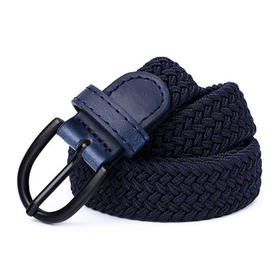 Young Boys Girls | Braided Stretch Elastic Belt | Pin Prong Buckle | Loop End Tip | 1" width | 5 Sizes 5 Colors
