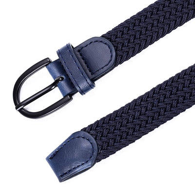 Young Boys Girls | Braided Stretch Elastic Belt | Pin Prong Buckle | Loop End Tip | 1" width | 5 Sizes 5 Colors