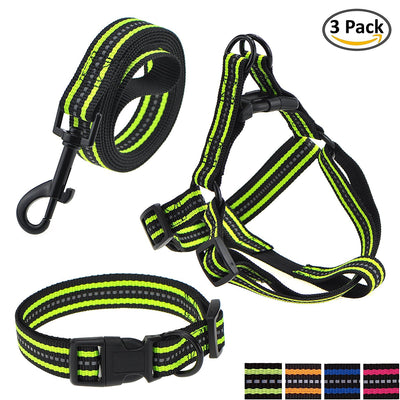 Mile High Life reflective dog collar leash and harness combo set — view 8