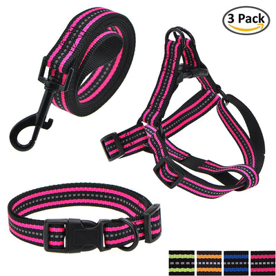 Mile High Life reflective dog collar leash and harness combo set — view 14