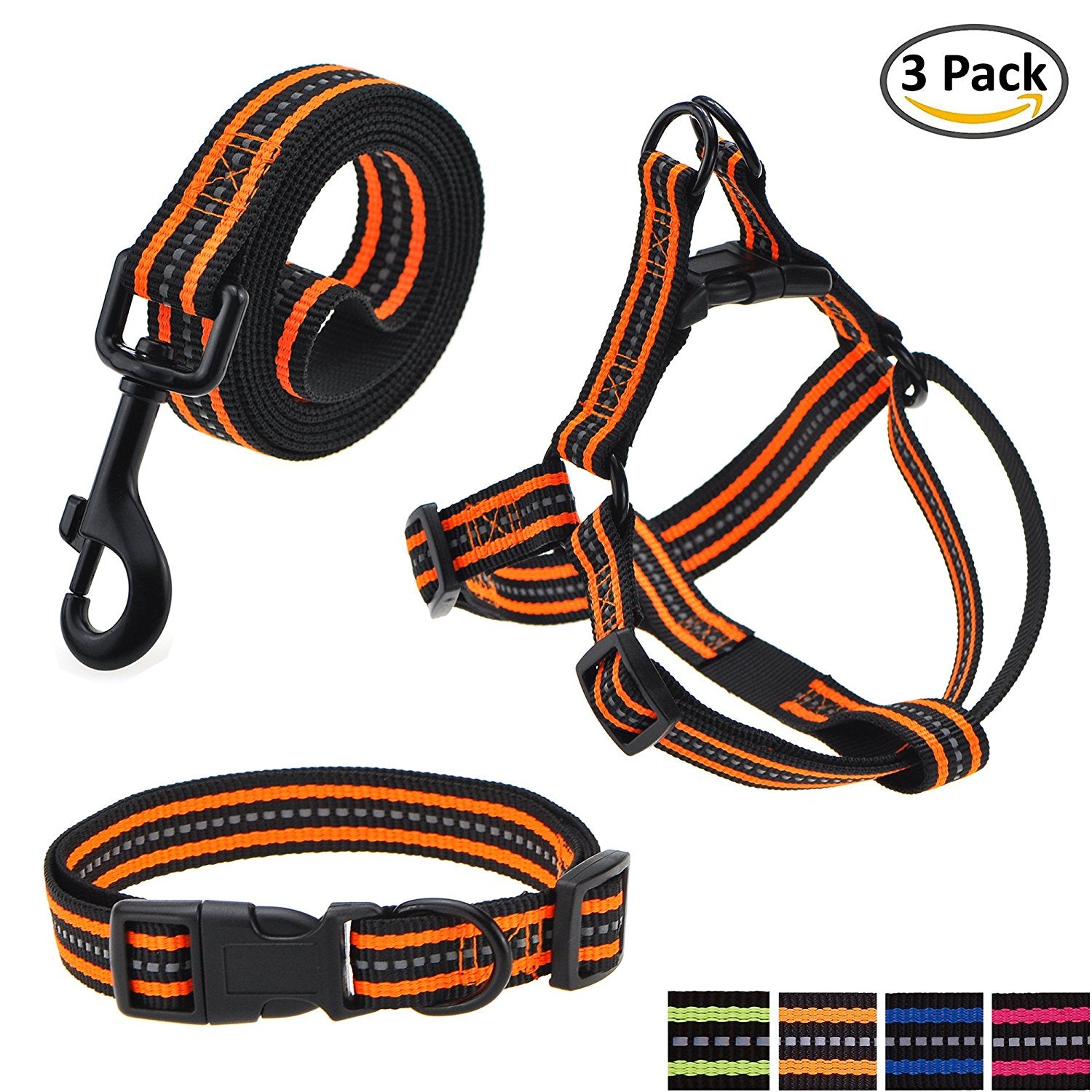 Mile High Life reflective dog collar leash and harness combo set — view 13