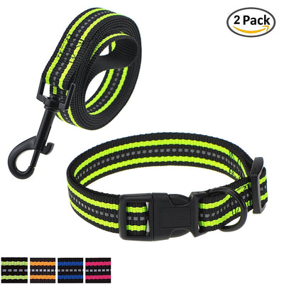 Mile High Life reflective dog collar leash and harness combo set — view 10