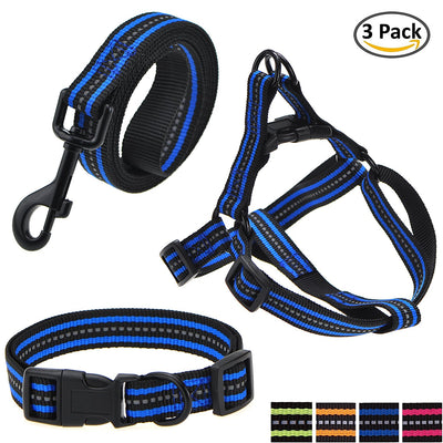 Mile High Life reflective dog collar leash and harness combo set — view 18