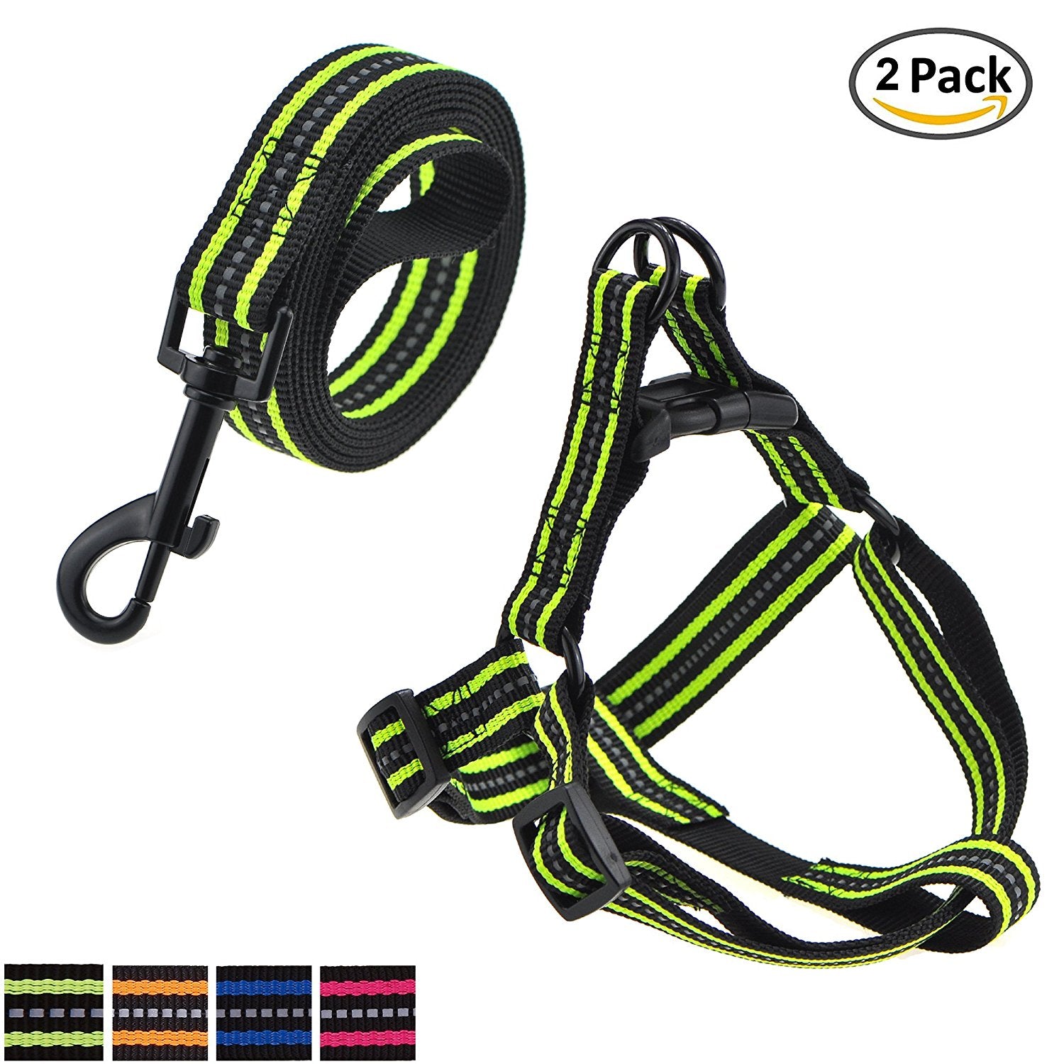 Mile High Life reflective dog collar leash and harness combo set — view 16