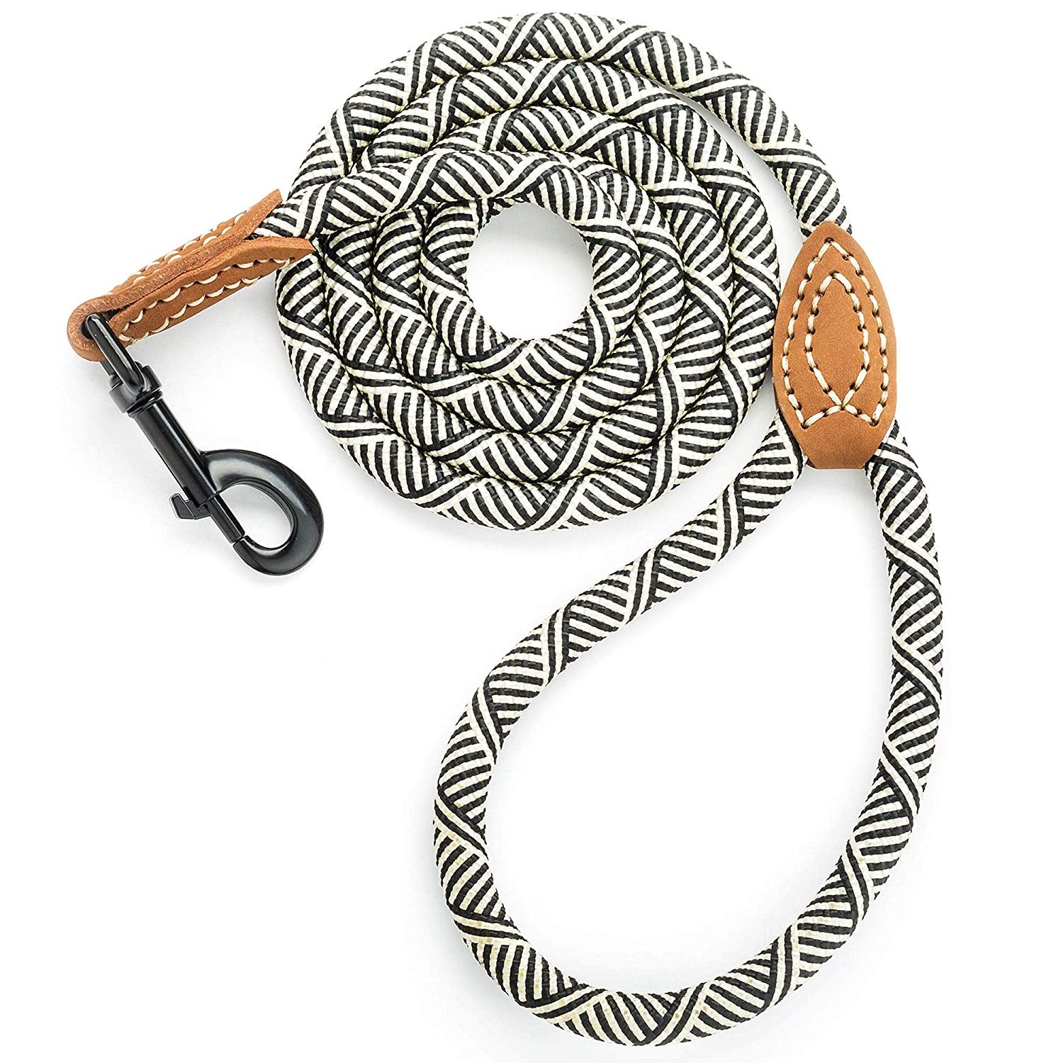 Mile High Life mountain climbing rope dog leash with leather connection, main product photo