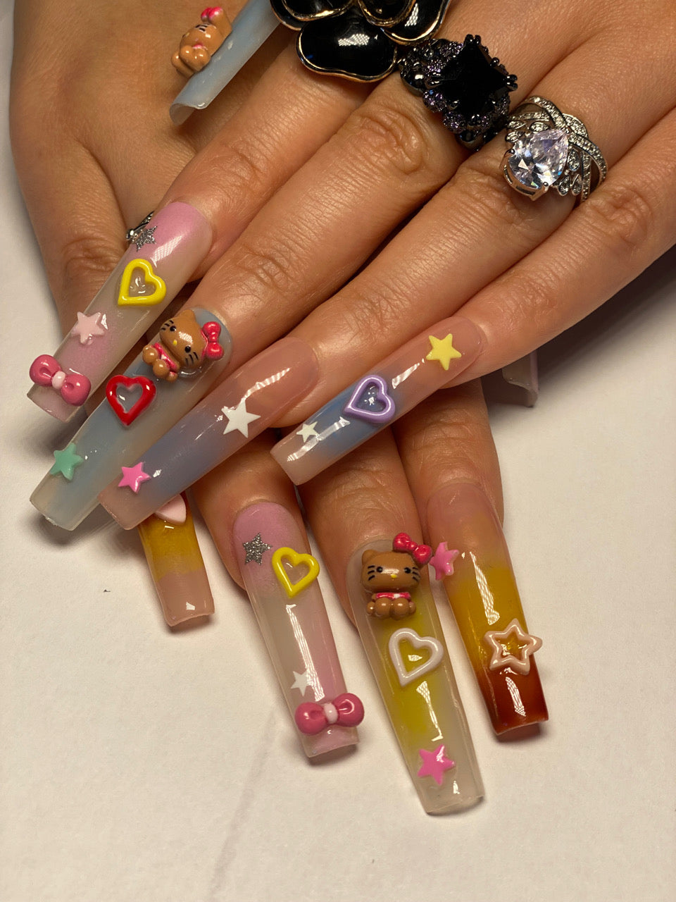 45mm Extra-Long Press-On Nails — Style ST15, Hand-Pressed Luxury, 10pc Set