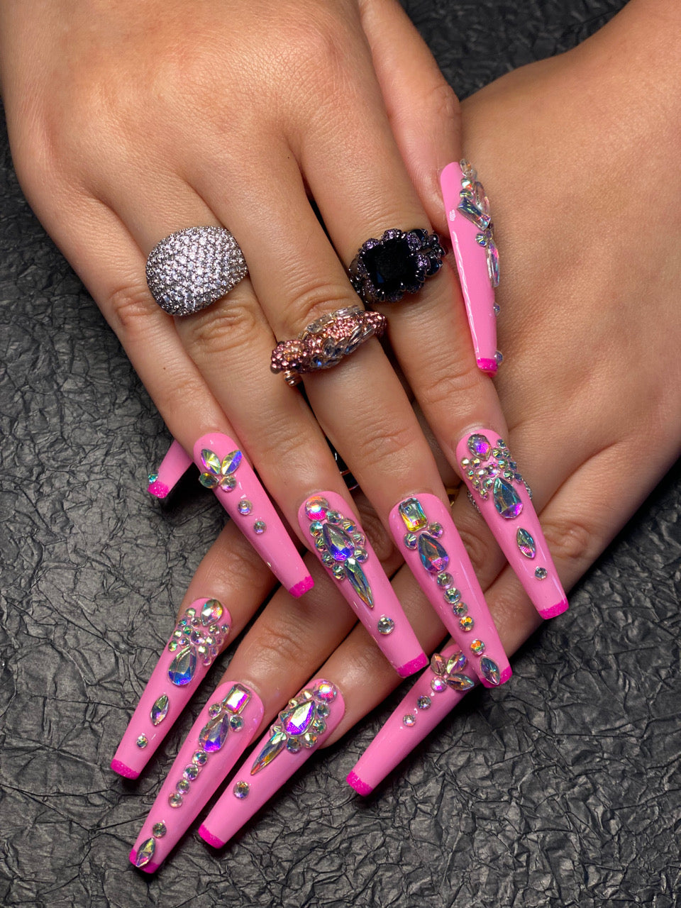 Press-on nails S139 (nude pink gemstone) S