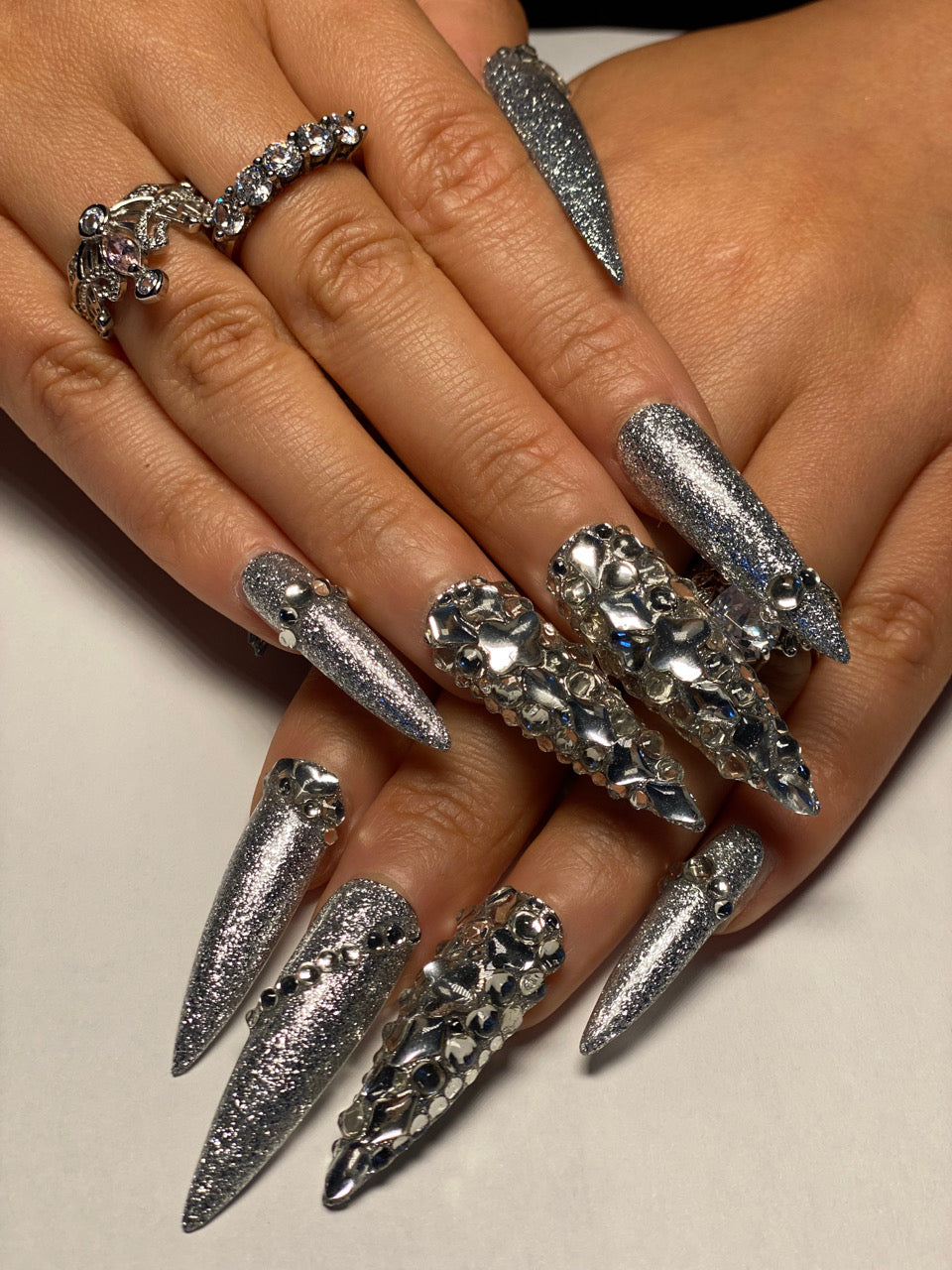 45mm Extra-Long Press-On Nails — Style S133, Hand-Pressed Luxury, 10pc Set