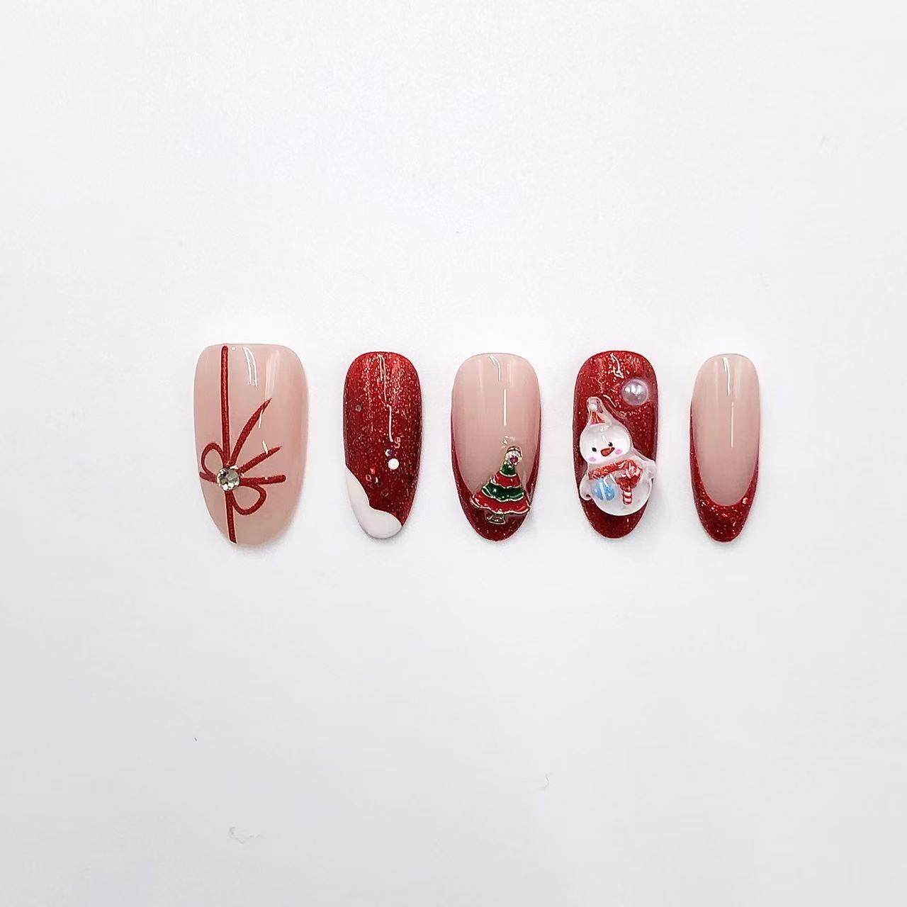 Handcrafted Short Press-On Nails — Style CR235, Everyday-Elegant, 10pc Set