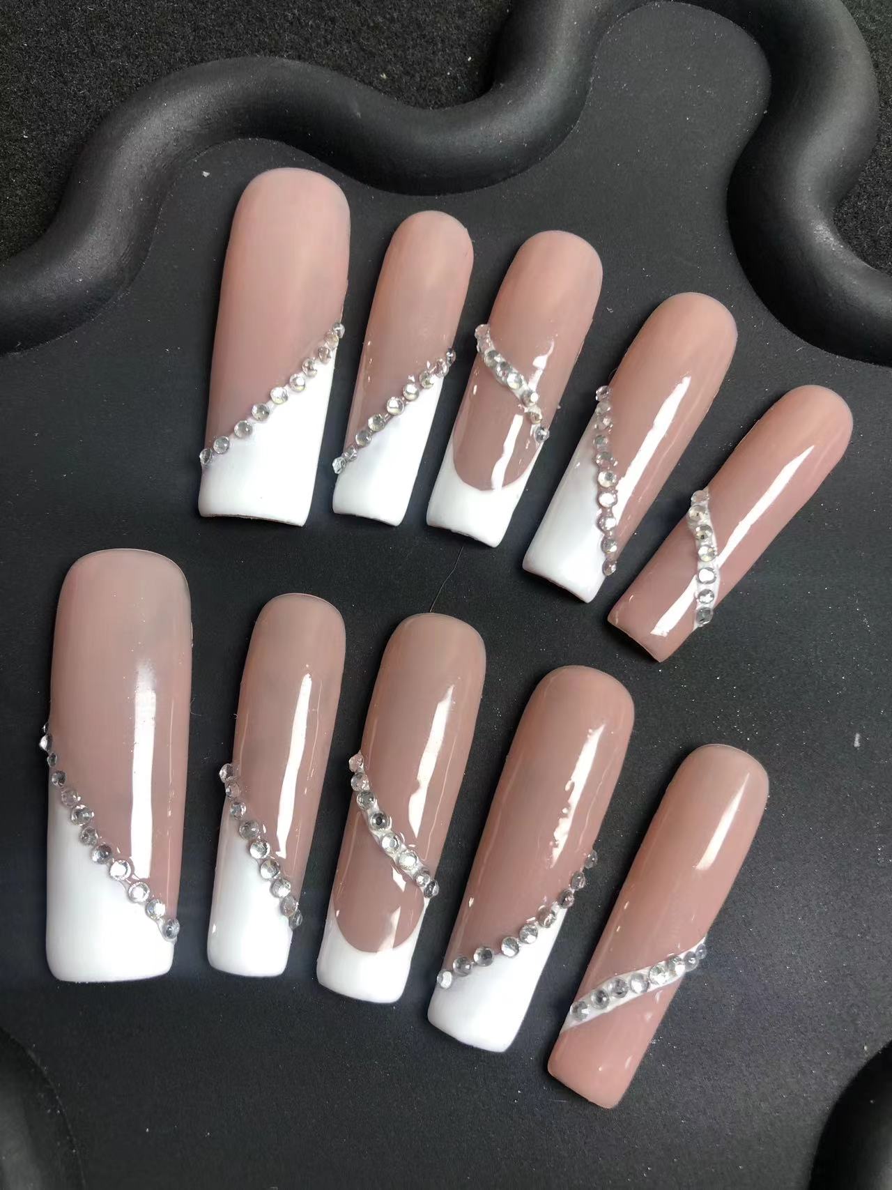 45mm Extra-Long Press-On Nails — Style S239, Hand-Pressed Luxury, 10pc Set