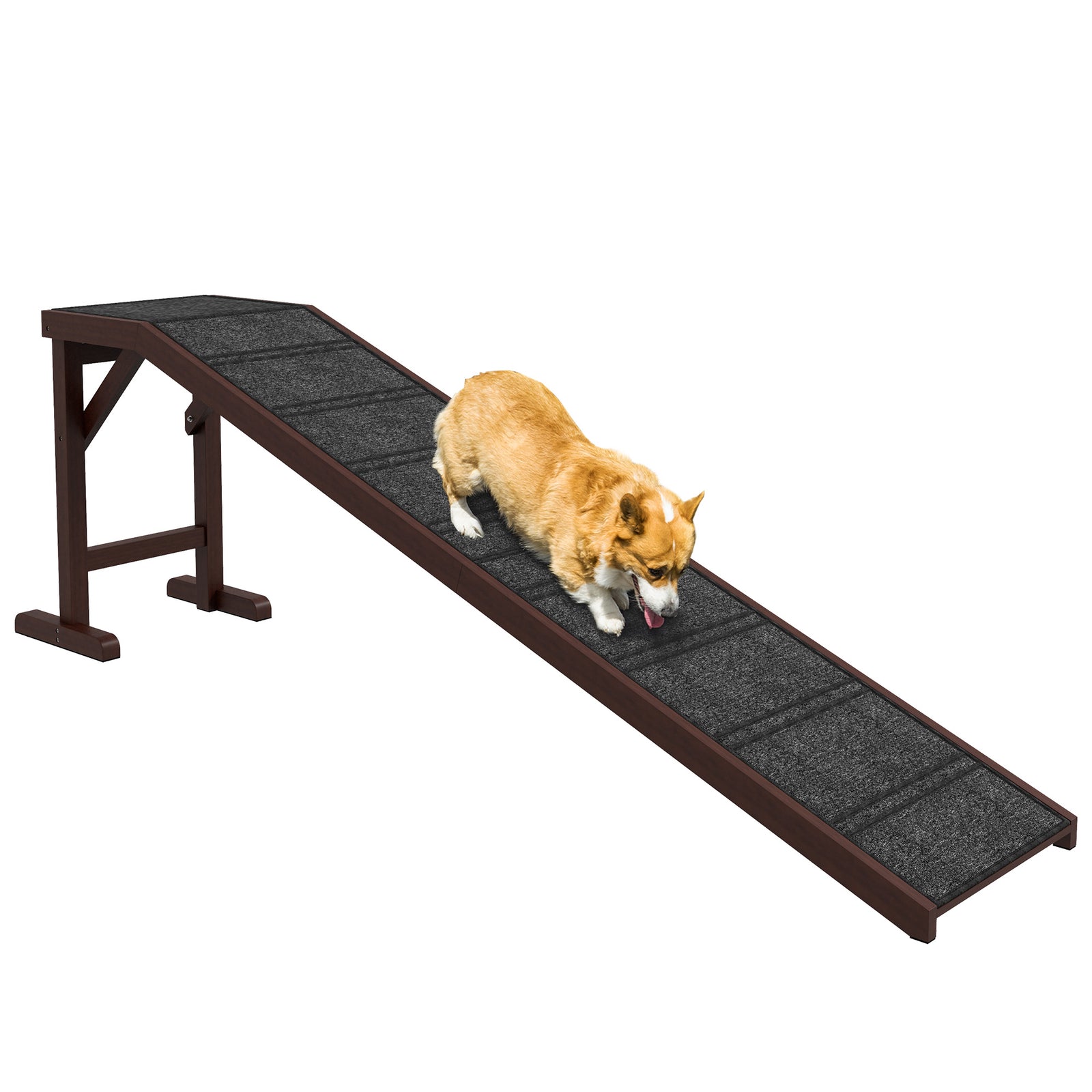 74-inch dog bed ramp with top platform and non-slip carpet, main product photo