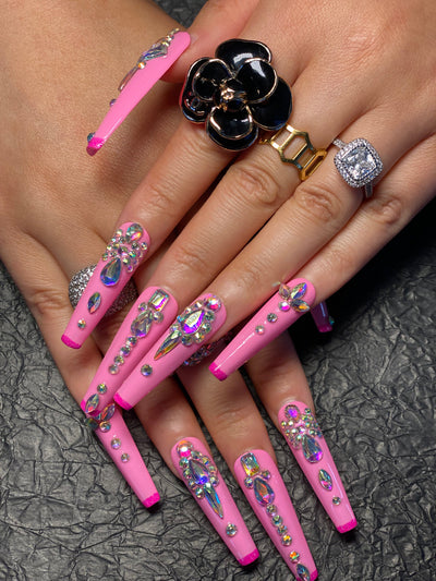 Press-on nails S139 (nude pink gemstone) – gallery 4
