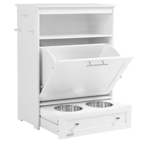 Pet feeder station locker with raised bowl and food storage, main product photo