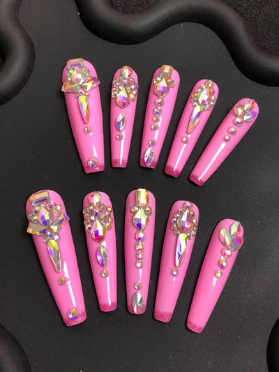 Press-on nails S139 (nude pink gemstone) – gallery 5