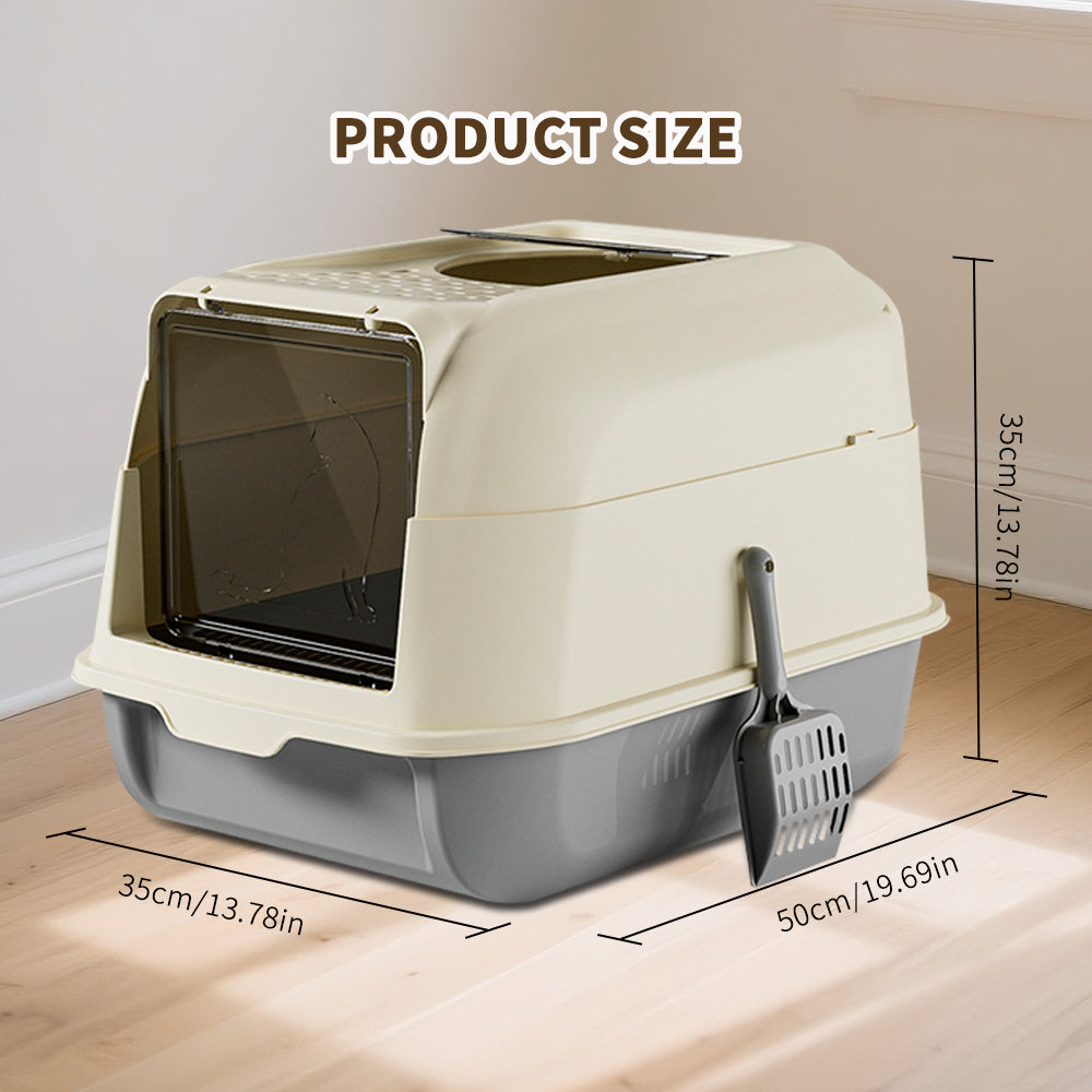 Double Door Cat Litter Box — Grey | Enclosed Hooded Litter Pan – gallery 7