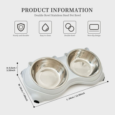 Macaron Stainless Steel Pet Bowl (4 Colors) | Anti-Slip Cat & Dog Bowl – Grey